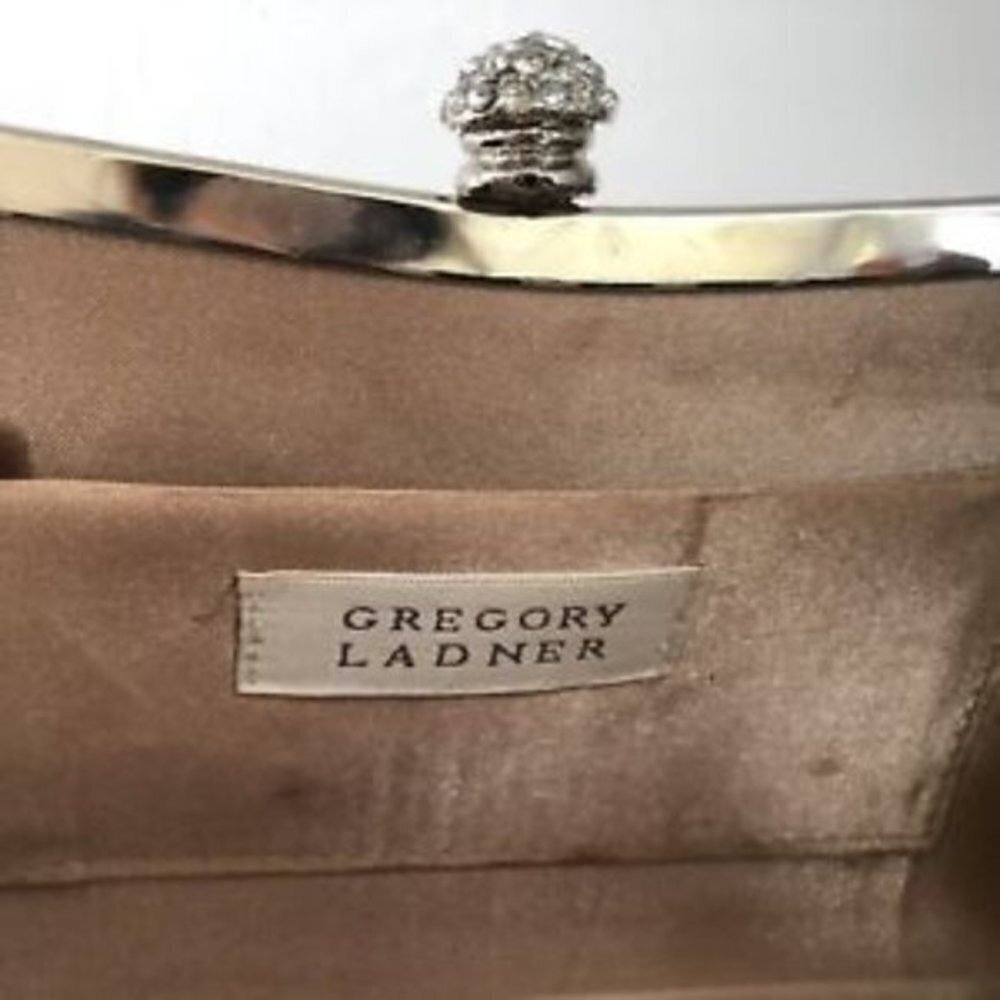 Gregory Ladner Clutch Handbag Gold Evening Bag With Silver Chain View 6